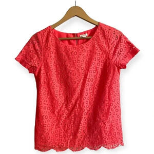 J. Crew Coral Lace Top